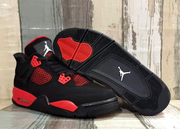 Women's Running weapon Air Jordan 4 Black/Red Shoes 073 Women's Running weapon Air Jordan 4 Black/Red Shoes 073